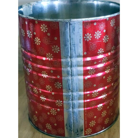 Vintage 7" Hills Brothers / Bros Coffee Can Red Atomic MCM Snowflakes W/ Lid - Picture 3 of 16